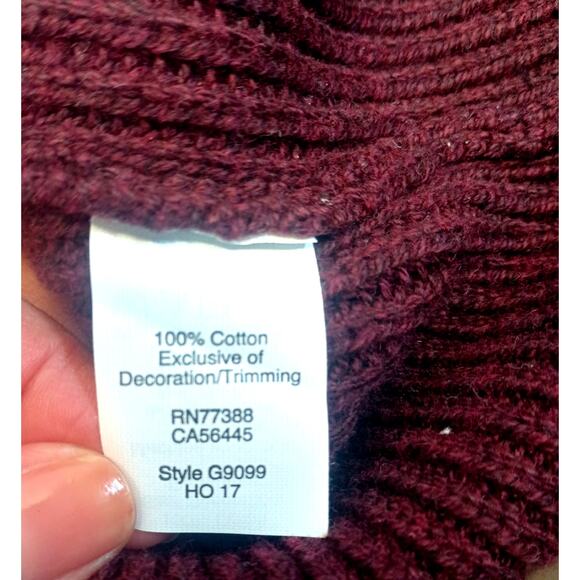 J Crew Sweater Mens CL Burgandy Red Classic Suede Shoulder Patch Ribbed Crew - Picture 10 of 11